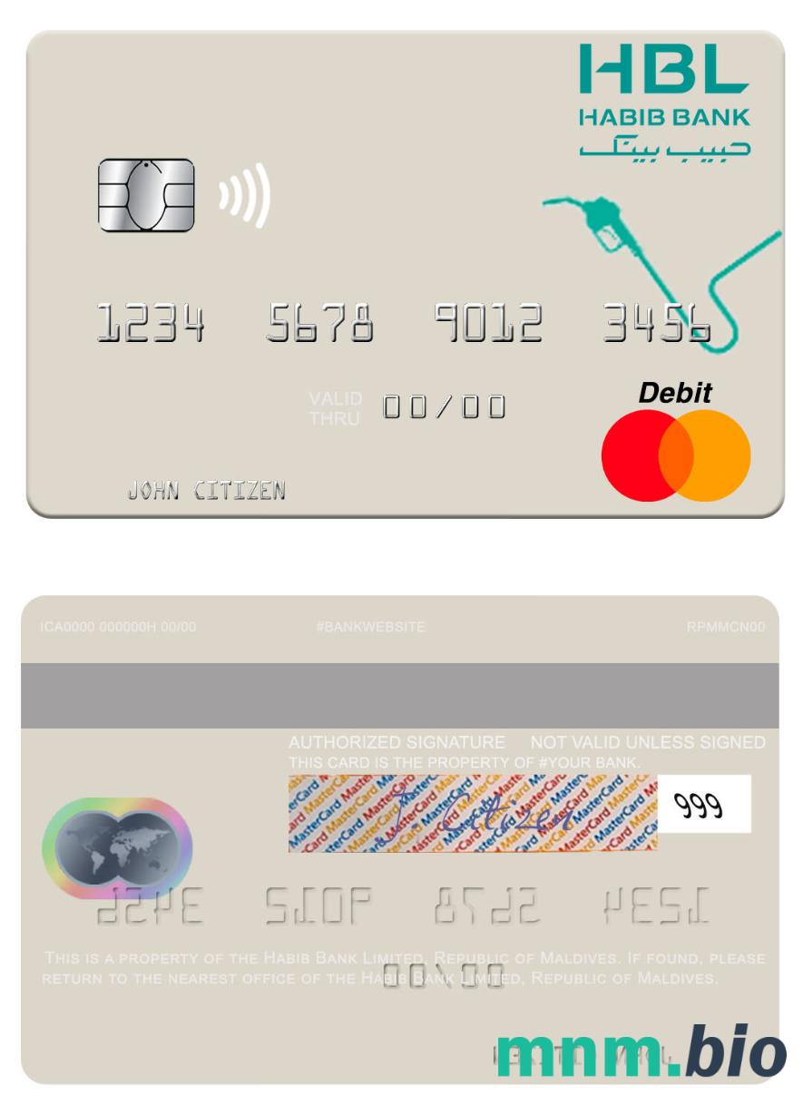 Republic of Maldives Habib Bank Limited przykład karty mastercard w formacie PSD